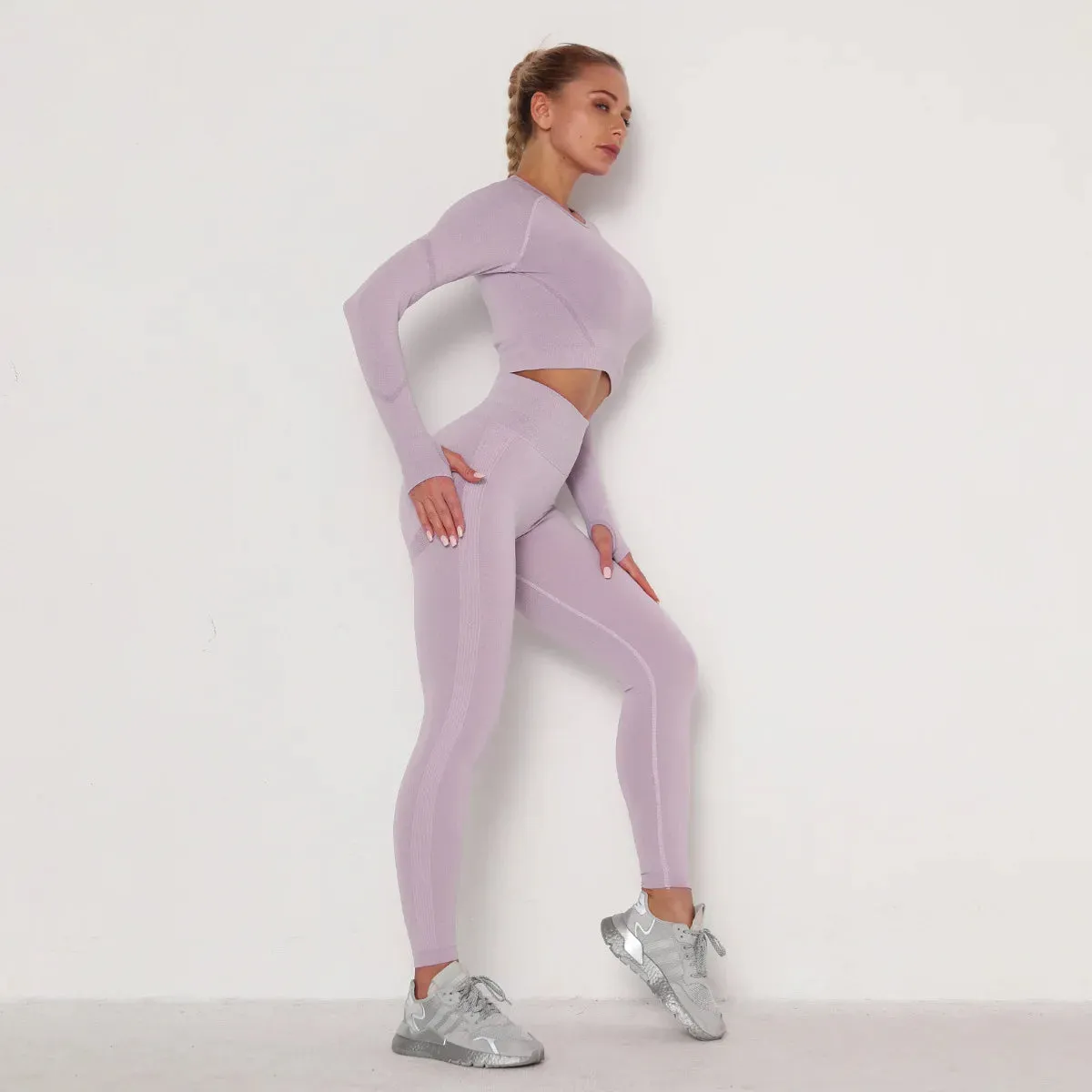 Mika -  Long Sleeve Yoga Crop Top Yoga Set
