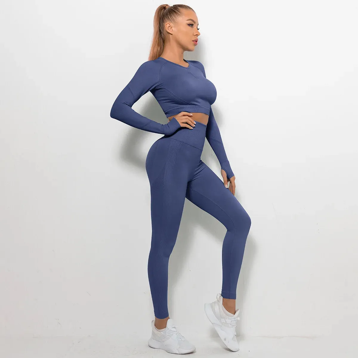 Mika -  Long Sleeve Yoga Crop Top Yoga Set