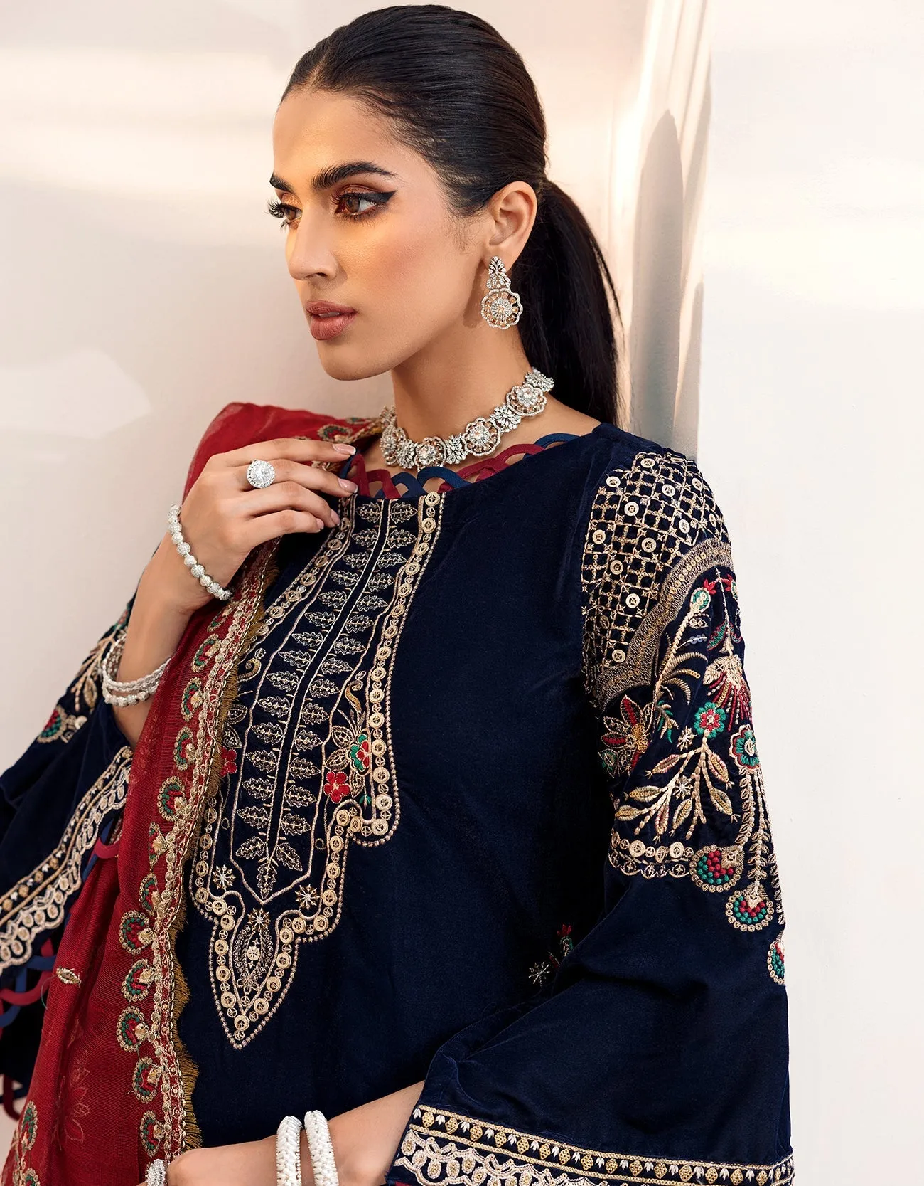 MK-301 | Emaan Adeel Makhmal Collection 2022 | Unstitched & Stitched Embroidered  Valvet Suits