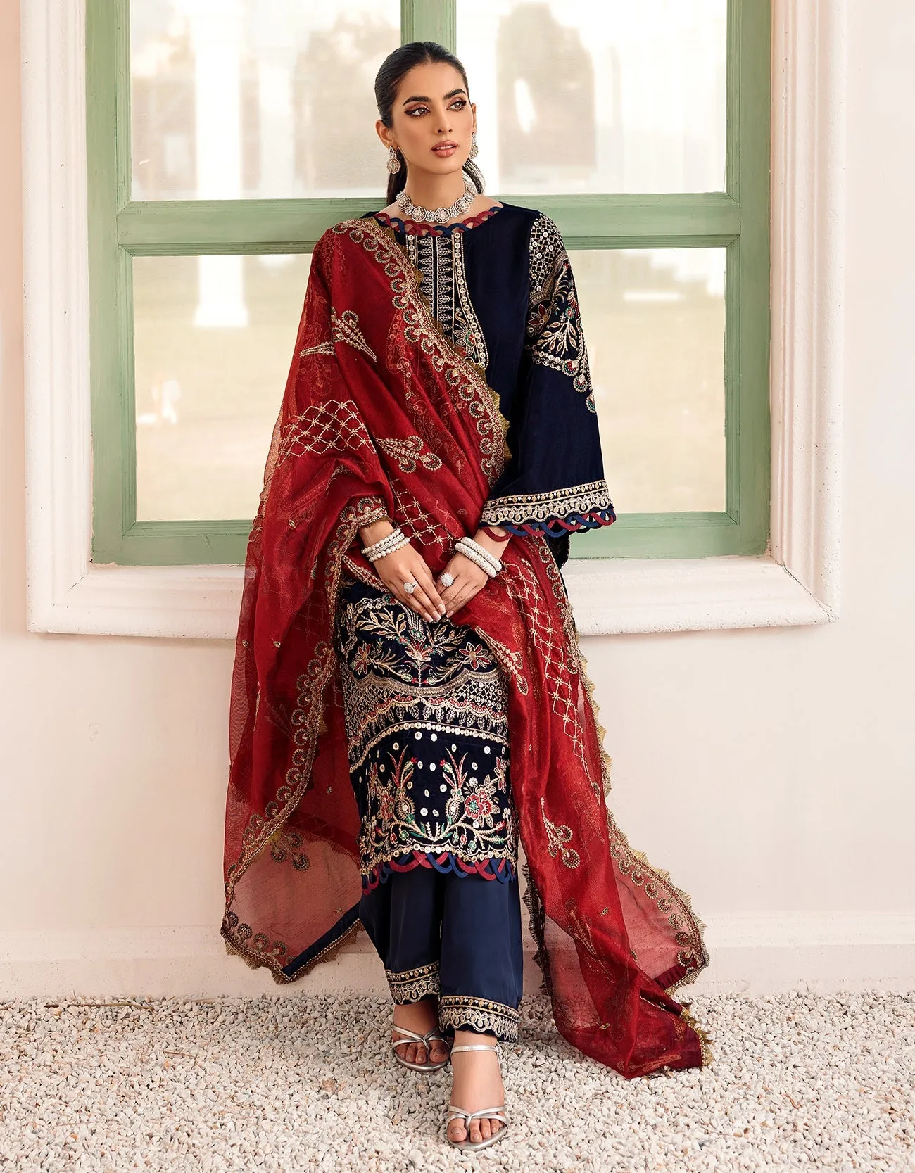 MK-301 | Emaan Adeel Makhmal Collection 2022 | Unstitched & Stitched Embroidered  Valvet Suits