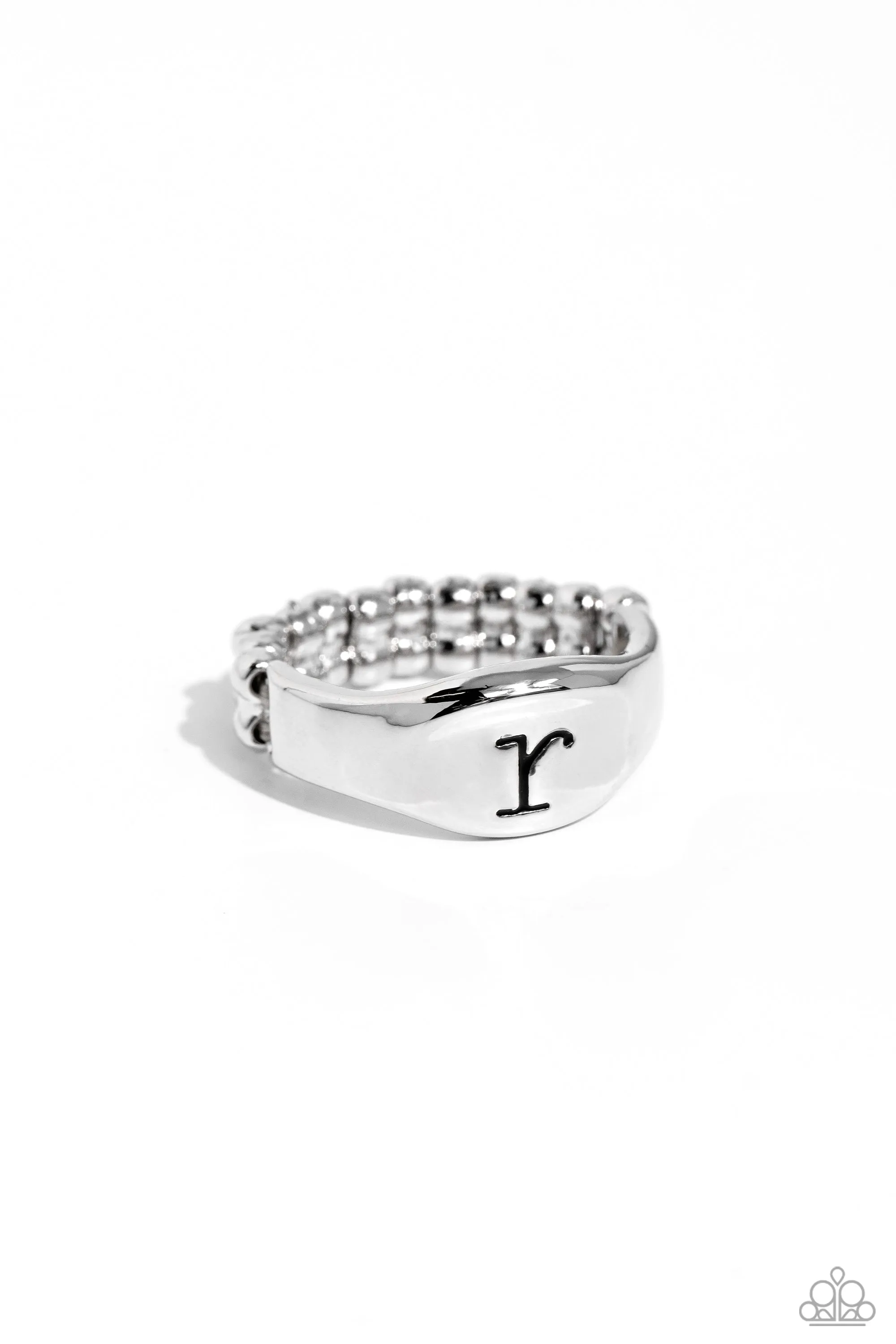 Monogram Memento - Silver - R Ring - Paparazzi Accessories
