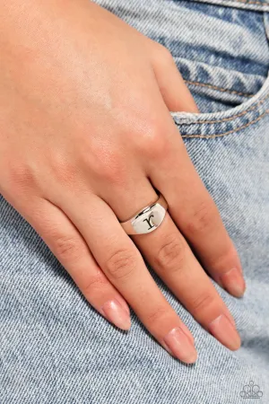 Monogram Memento - Silver - R Ring - Paparazzi Accessories