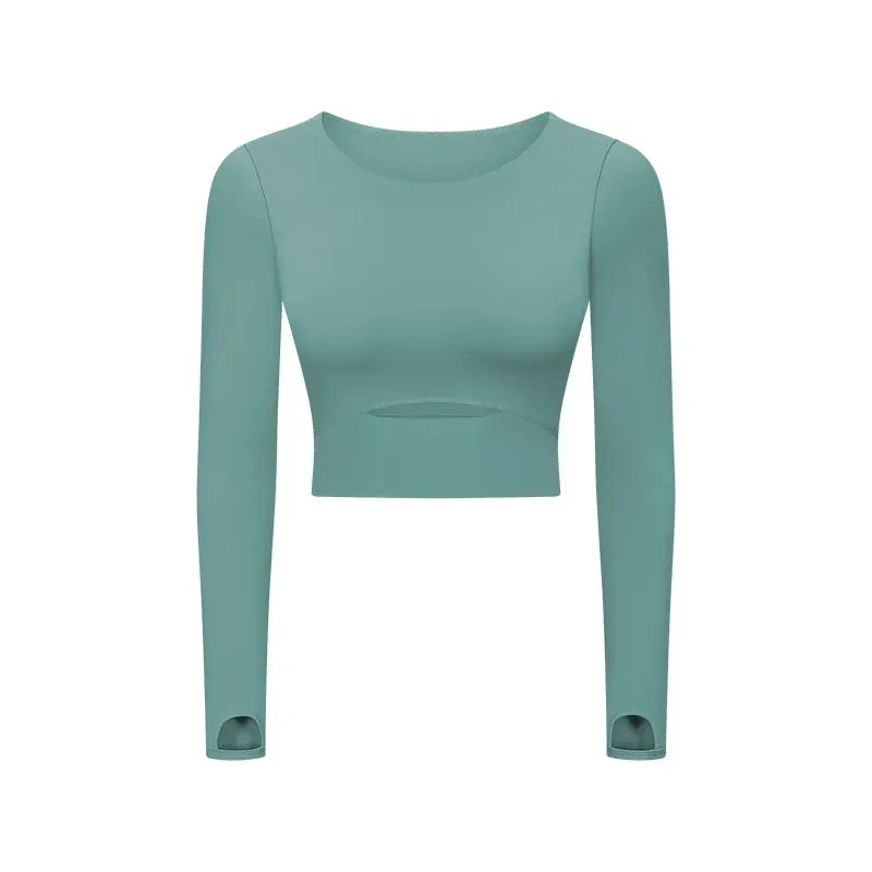 Move Like Diva Women's Seamless Long Sleeve Yoga Crop Top