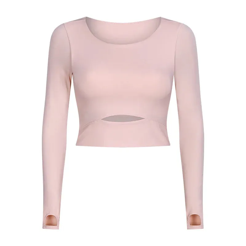 Move Like Diva Women's Seamless Long Sleeve Yoga Crop Top