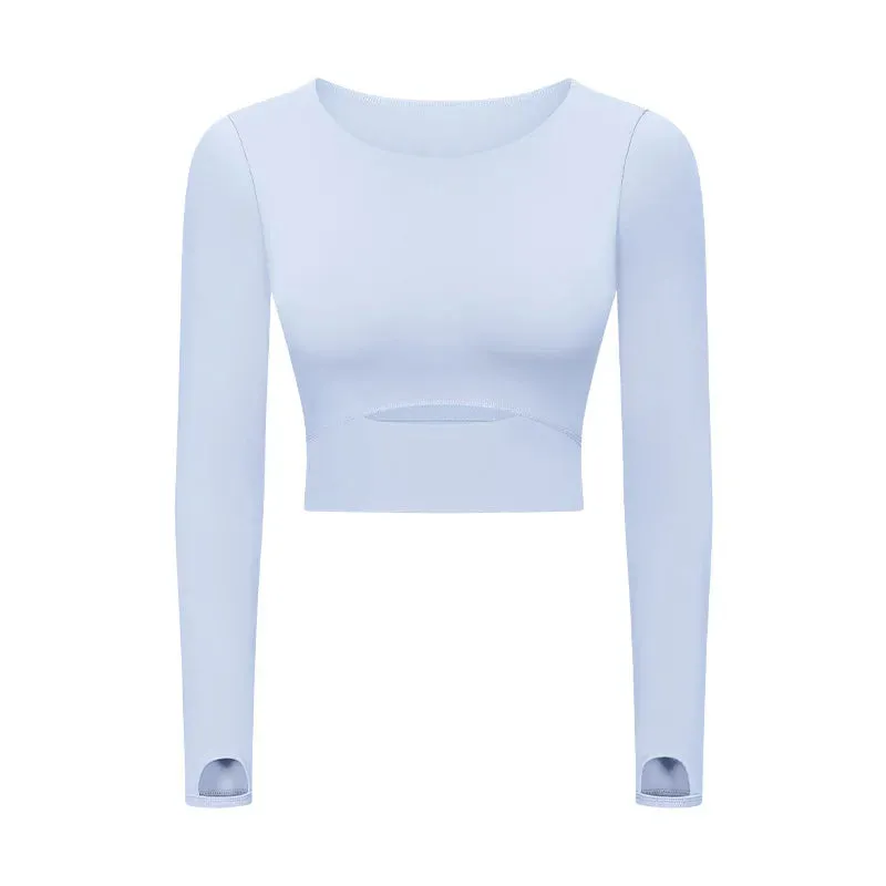 Move Like Diva Women's Seamless Long Sleeve Yoga Crop Top