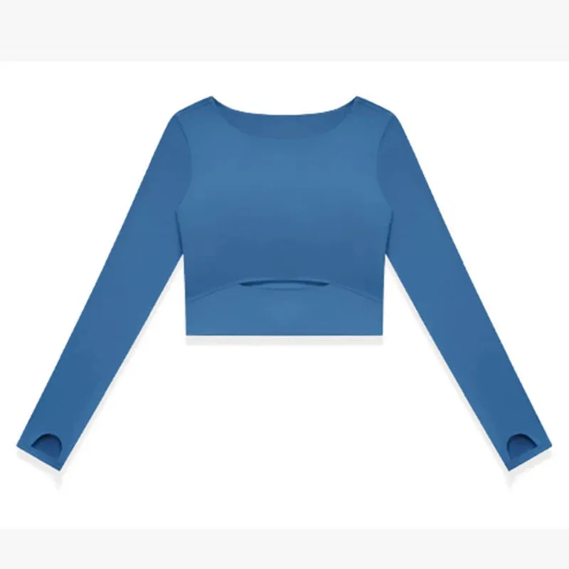 Move Like Diva Women's Seamless Long Sleeve Yoga Crop Top