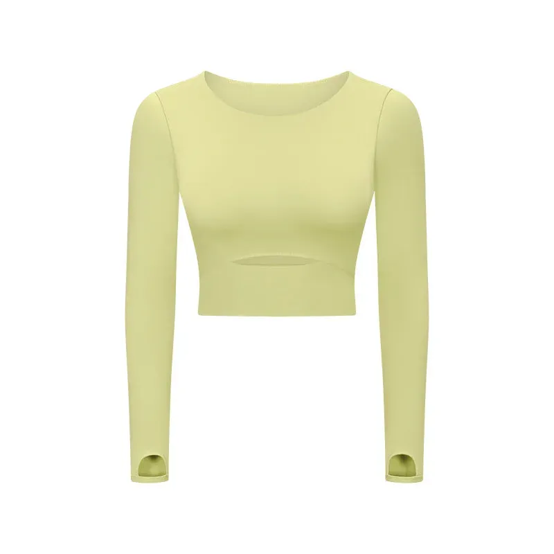 Move Like Diva Women's Seamless Long Sleeve Yoga Crop Top