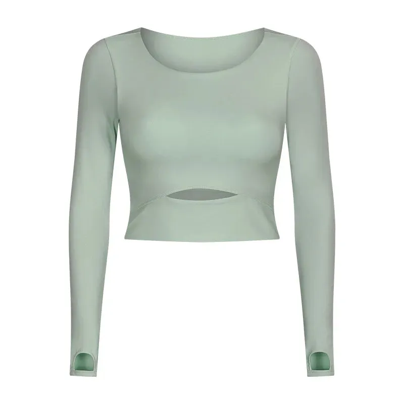 Move Like Diva Women's Seamless Long Sleeve Yoga Crop Top
