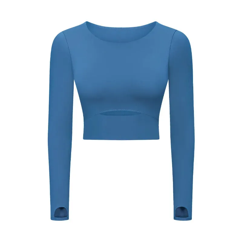 Move Like Diva Women's Seamless Long Sleeve Yoga Crop Top