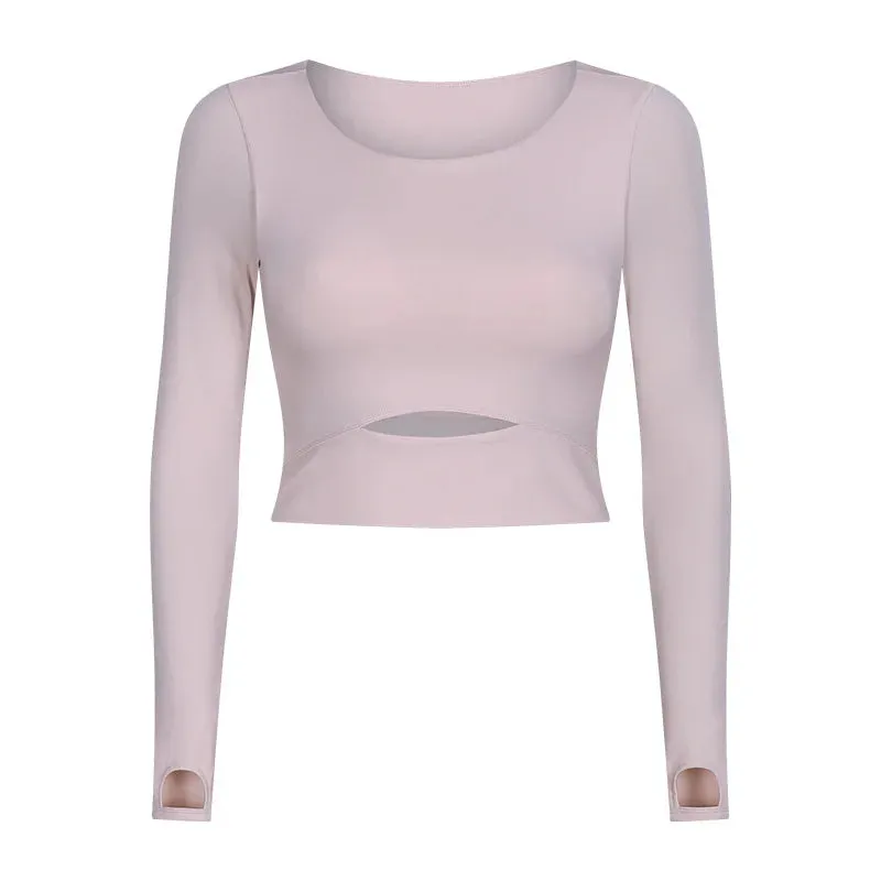 Move Like Diva Women's Seamless Long Sleeve Yoga Crop Top