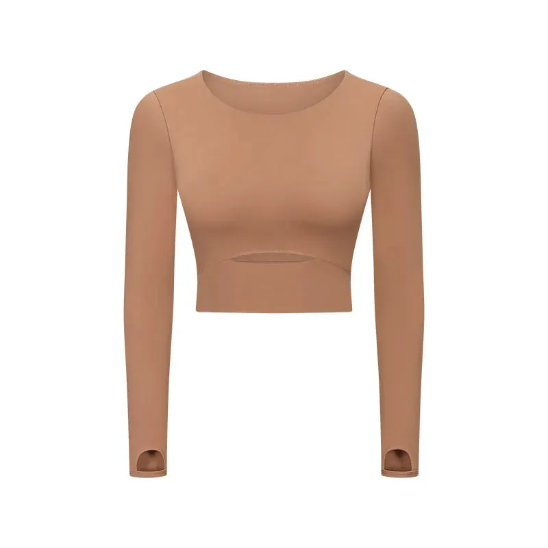 Move Like Diva Women's Seamless Long Sleeve Yoga Crop Top