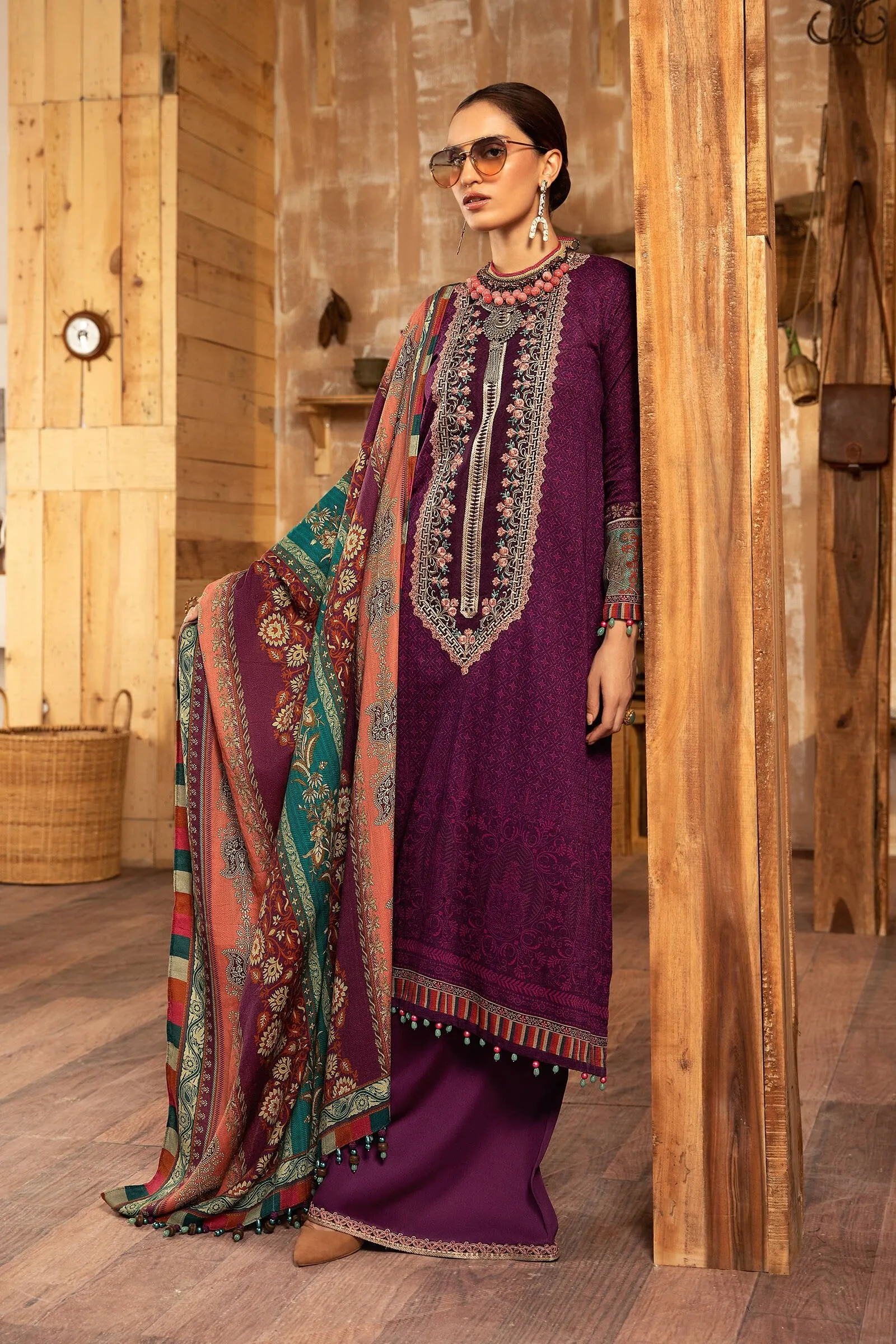 MPT 1208 A | Maria B MPrints Winter Collection 2021 | Unstitched Embroidered Khaddar Suits