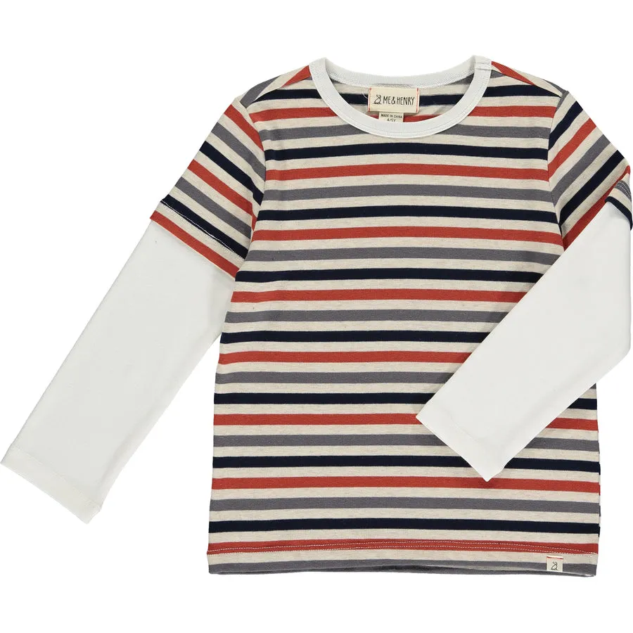 Multi Stripe Mock Sleeve Tee
