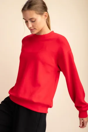 My Soul Scuba Mock Neck Pullover-True Red