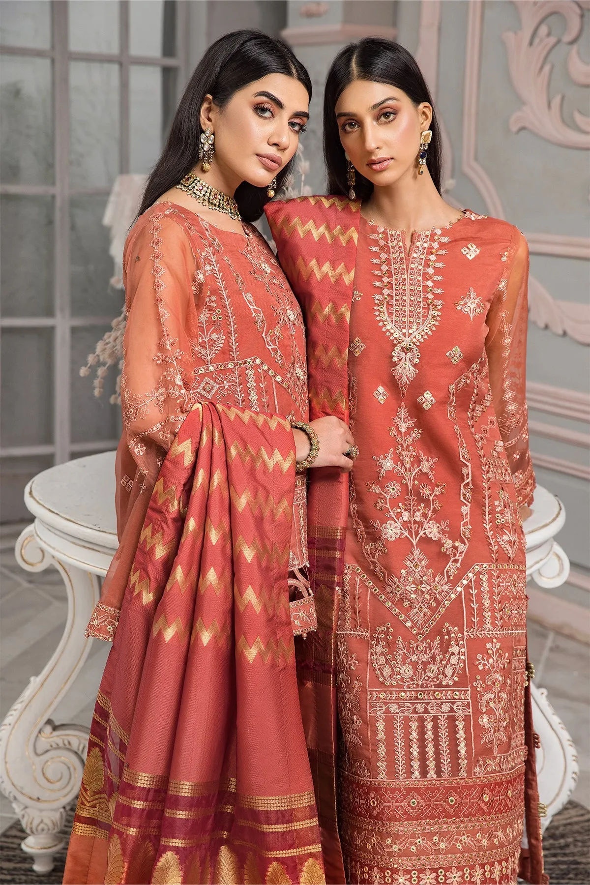 Naranj Alizeh Fashion Vasl-e-Meeras Festive Edition 2022 | Unstitched Embroidered Organza Suits