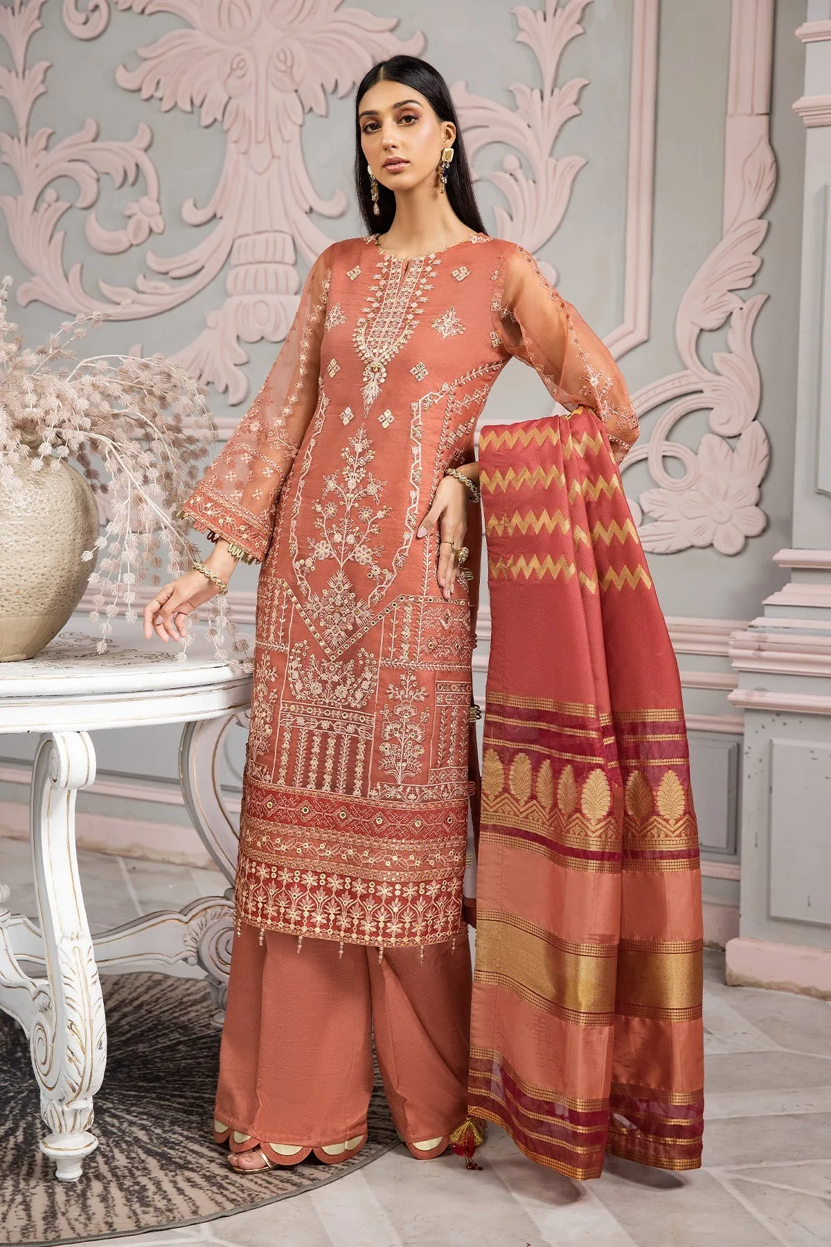 Naranj Alizeh Fashion Vasl-e-Meeras Festive Edition 2022 | Unstitched Embroidered Organza Suits