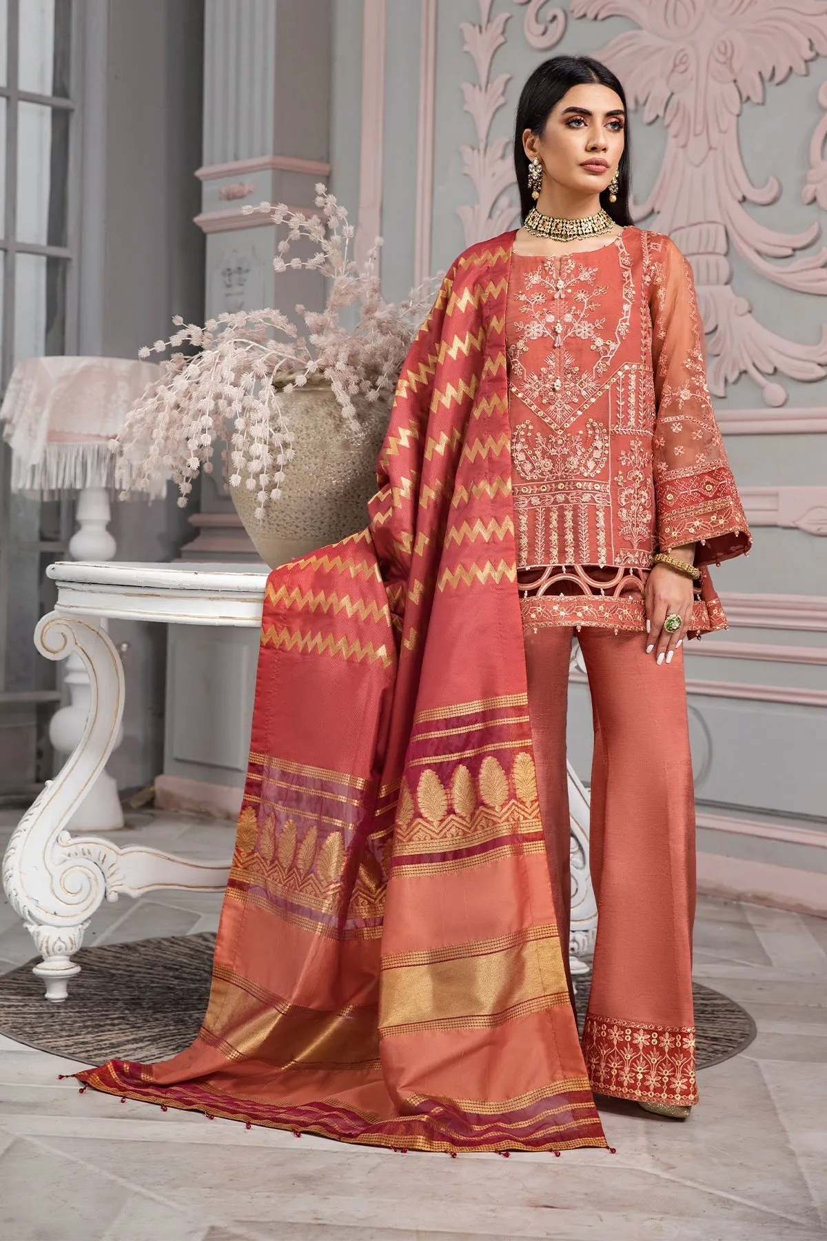 Naranj Alizeh Fashion Vasl-e-Meeras Festive Edition 2022 | Unstitched Embroidered Organza Suits