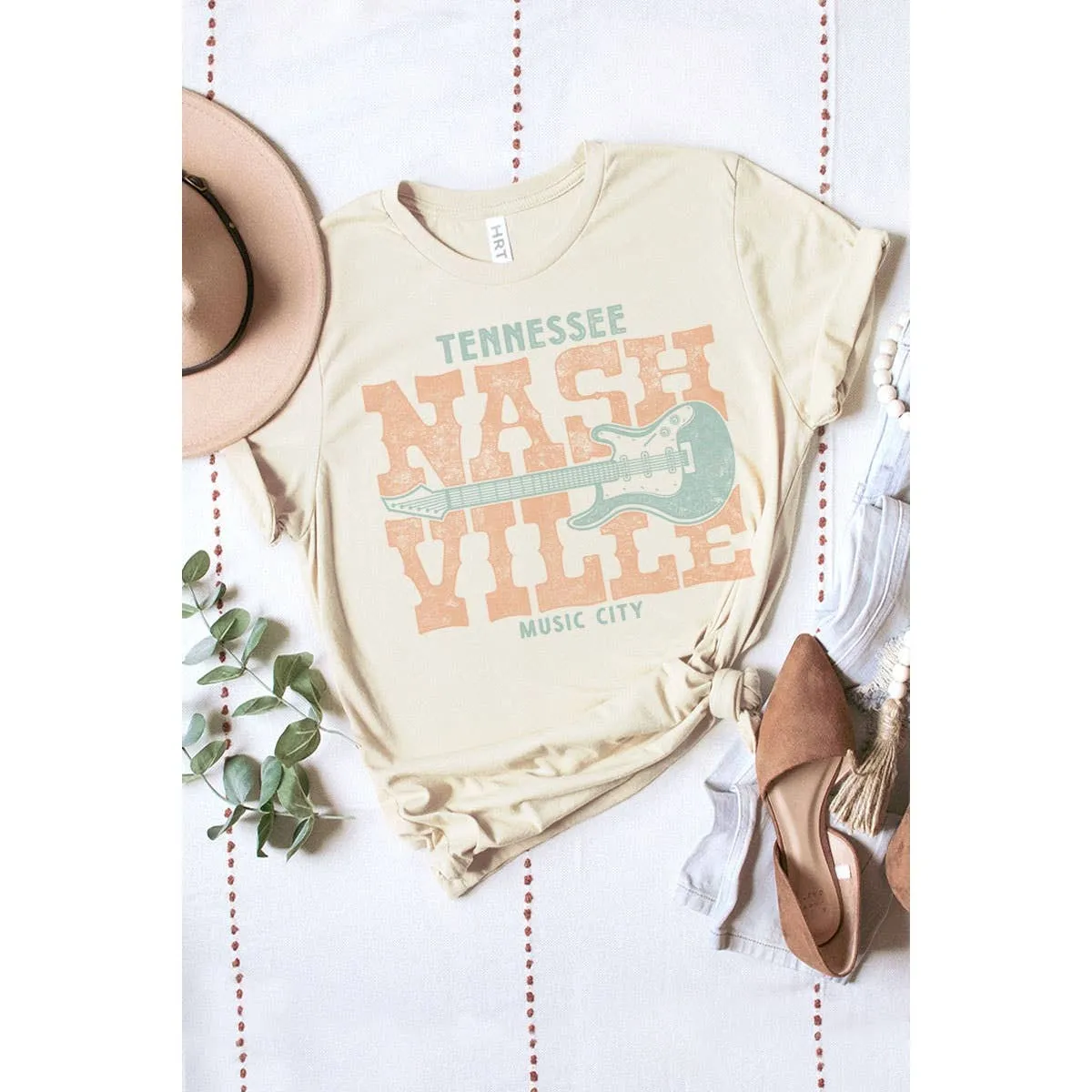 Nashville Guitar Short Sleeve Graphic Tee: Charcoal