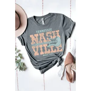 Nashville Guitar Short Sleeve Graphic Tee: Charcoal