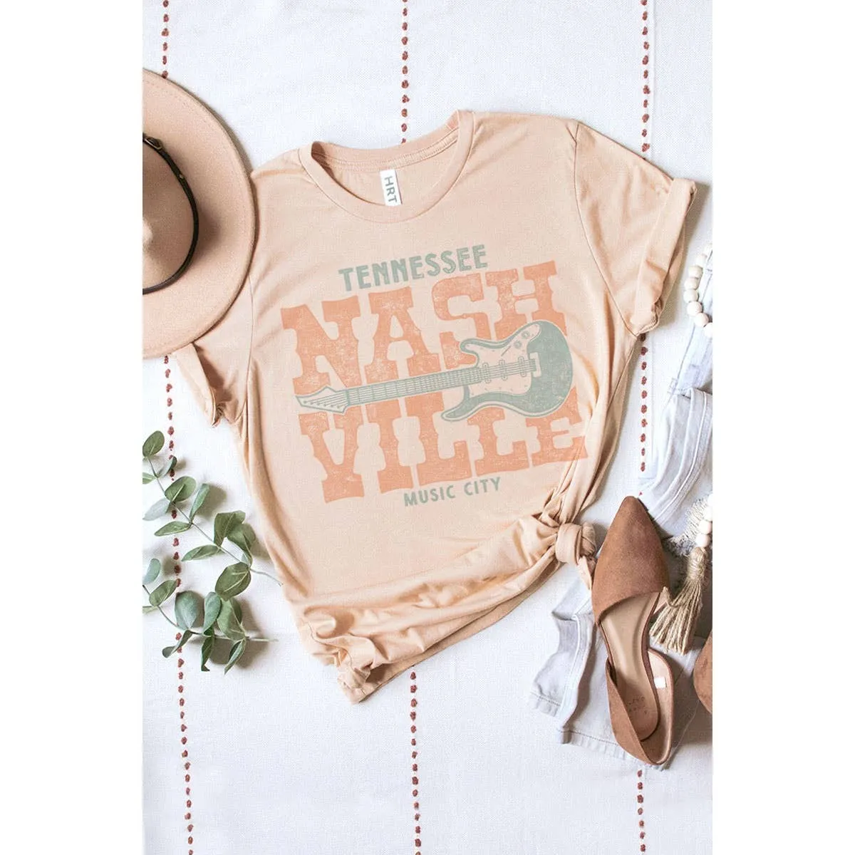 Nashville Guitar Short Sleeve Graphic Tee: Charcoal