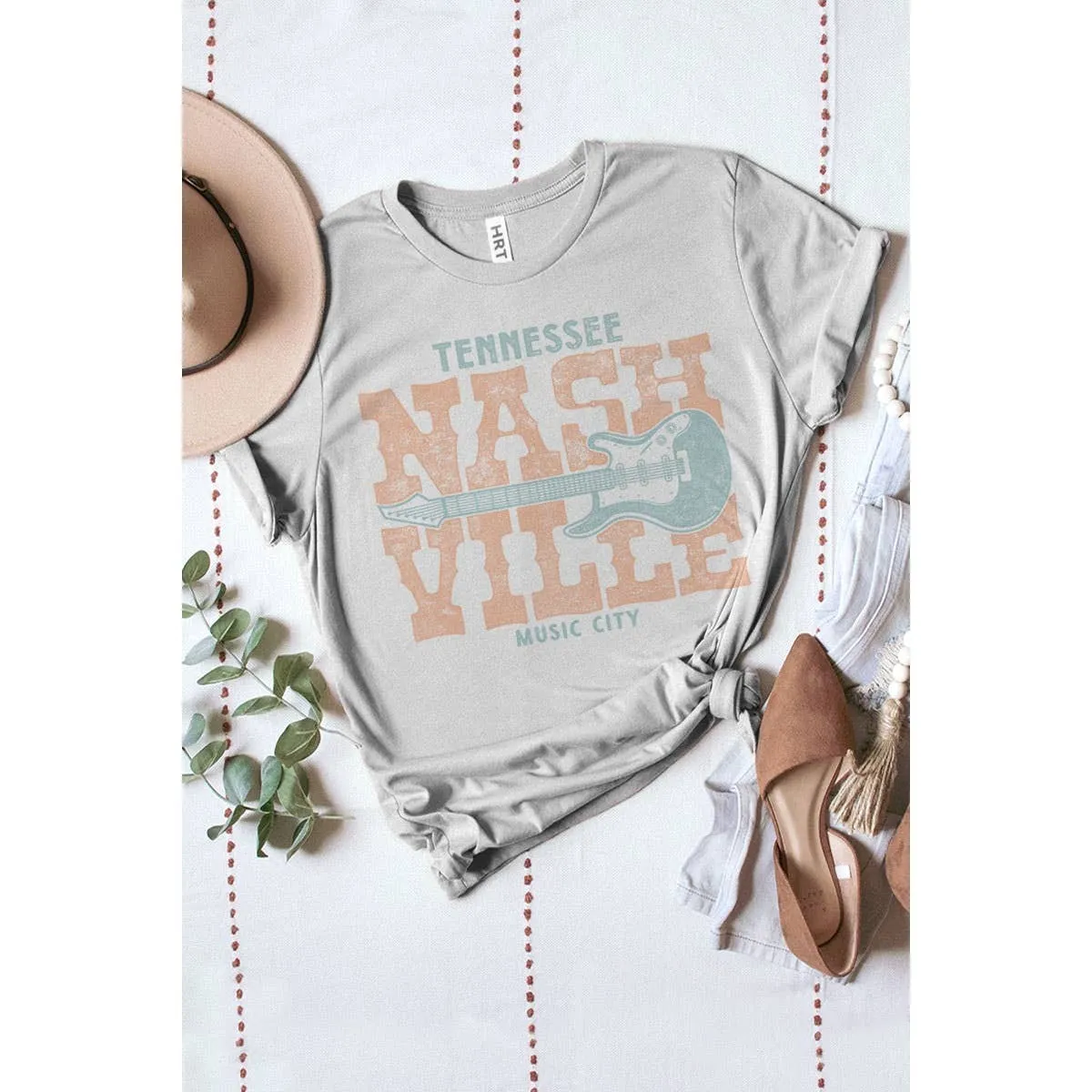 Nashville Guitar Short Sleeve Graphic Tee: Charcoal