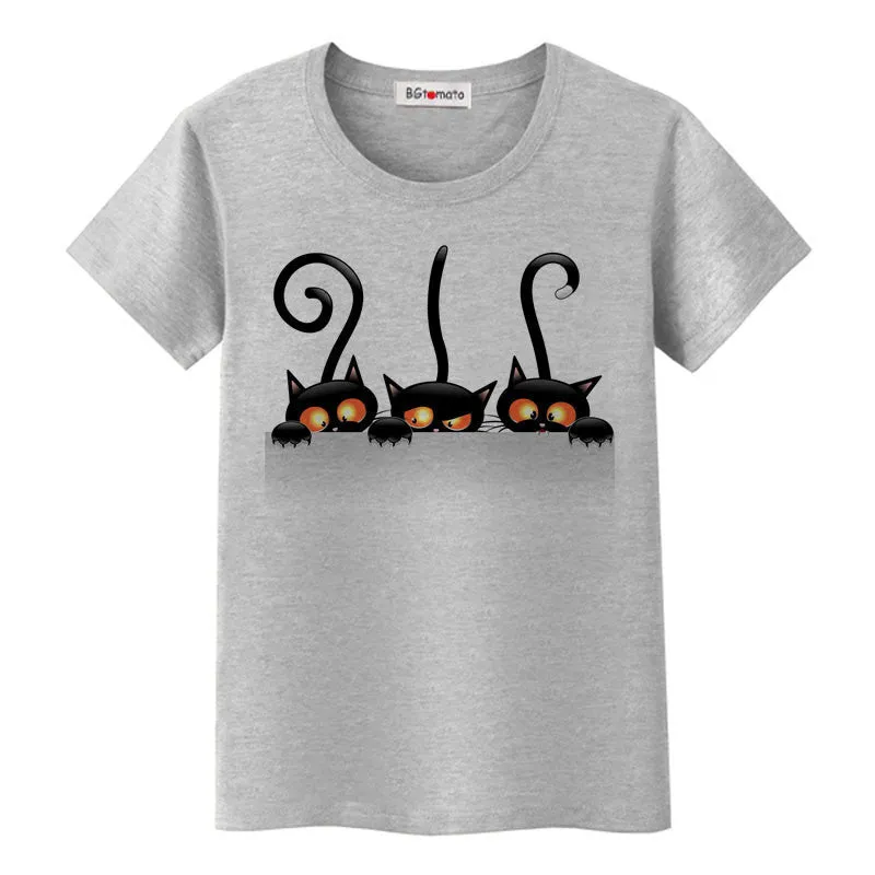 naughty black cat 3D t shirt women lovely cartoon shirt Good comfortable brand casual tops