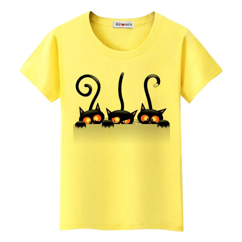 naughty black cat 3D t shirt women lovely cartoon shirt Good comfortable brand casual tops