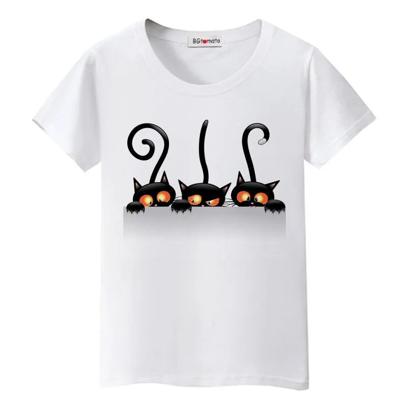 naughty black cat 3D t shirt women lovely cartoon shirt Good comfortable brand casual tops