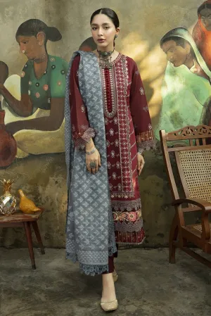 NW-02 | Qalamkar Qline Linen Winter Collection 2021 | Unstitched Embroidered Organza Suits