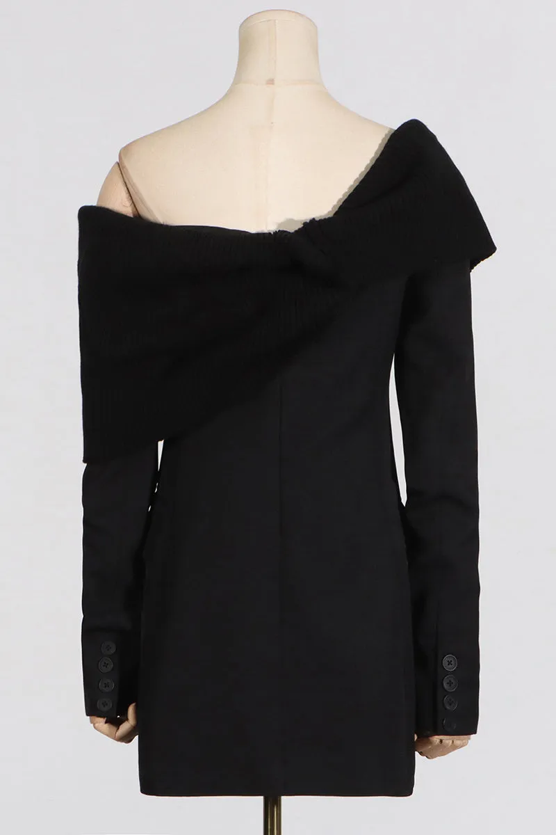 Off-Shoulder Knit Blazer Mini Dress