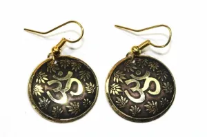 Om Earrings with Lotus Petals
