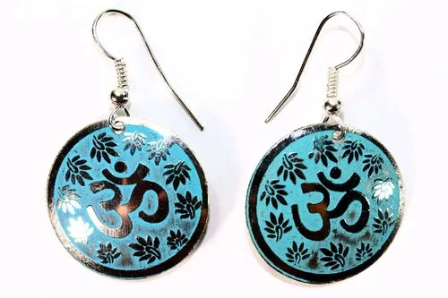 Om Earrings with Lotus Petals