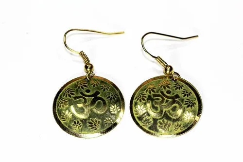 Om Earrings with Lotus Petals