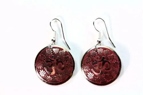 Om Earrings with Lotus Petals