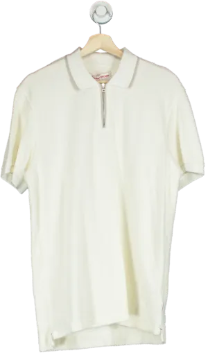 Orlebar Brown White Terry Cloth Polo Shirt UK L