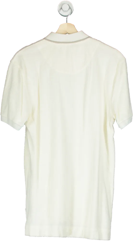 Orlebar Brown White Terry Cloth Polo Shirt UK L