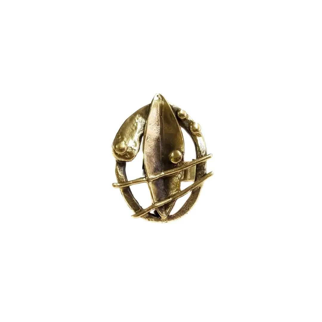 Oval Leaf Detailed Antique Bronze Ring