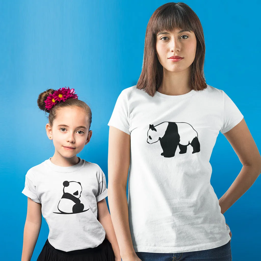 Panda - Short Sleeve Graphic Matching Shirts set for Mommy and Me