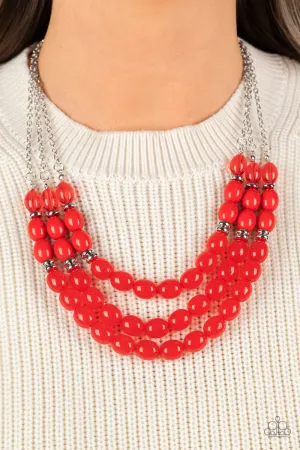 Paparazzi - Coastal Cruise - Red Necklace - Paparazzi Accessories