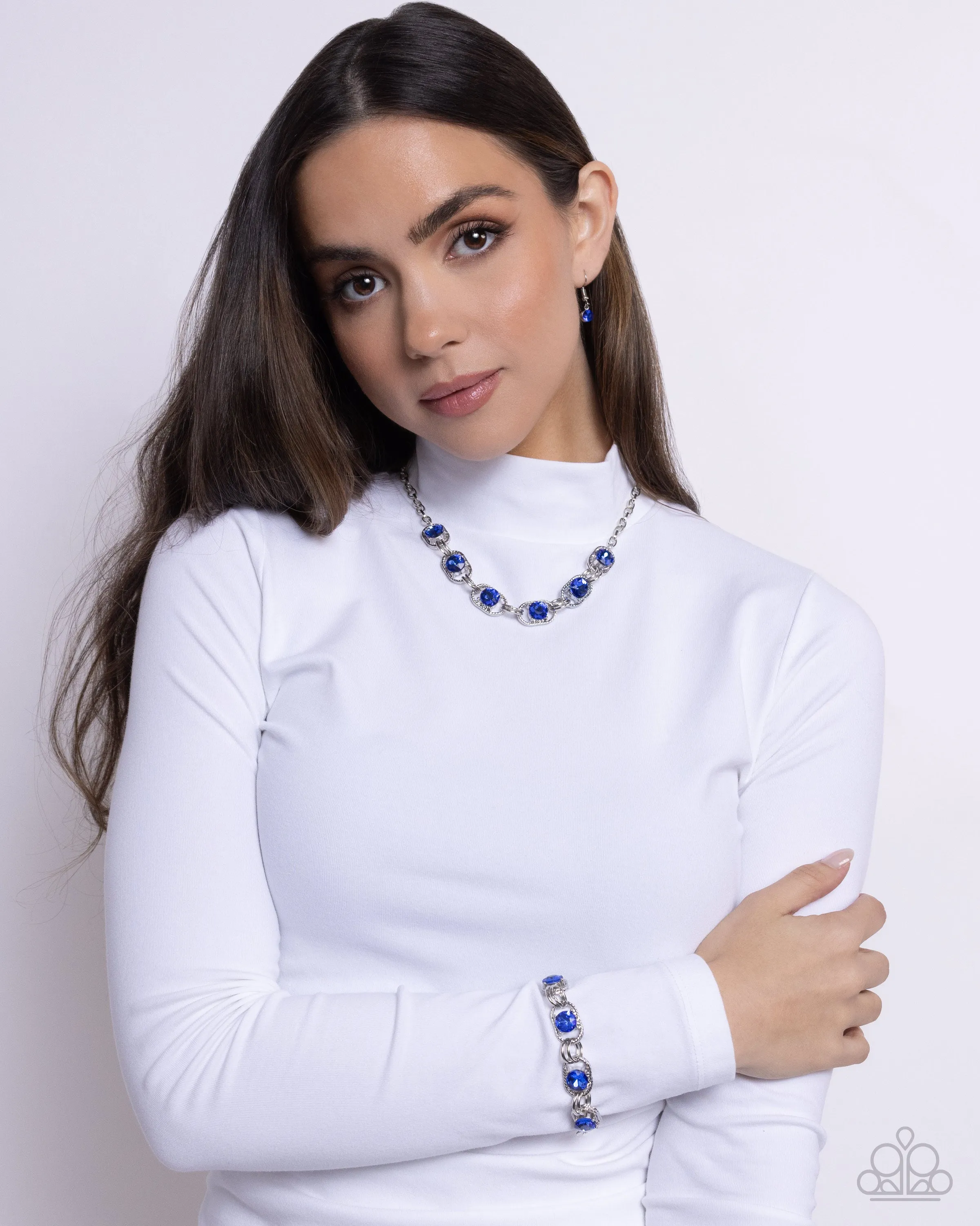Paparazzi Serrated Sensation Necklace Blue & Serrated Secret Bracelet Blue