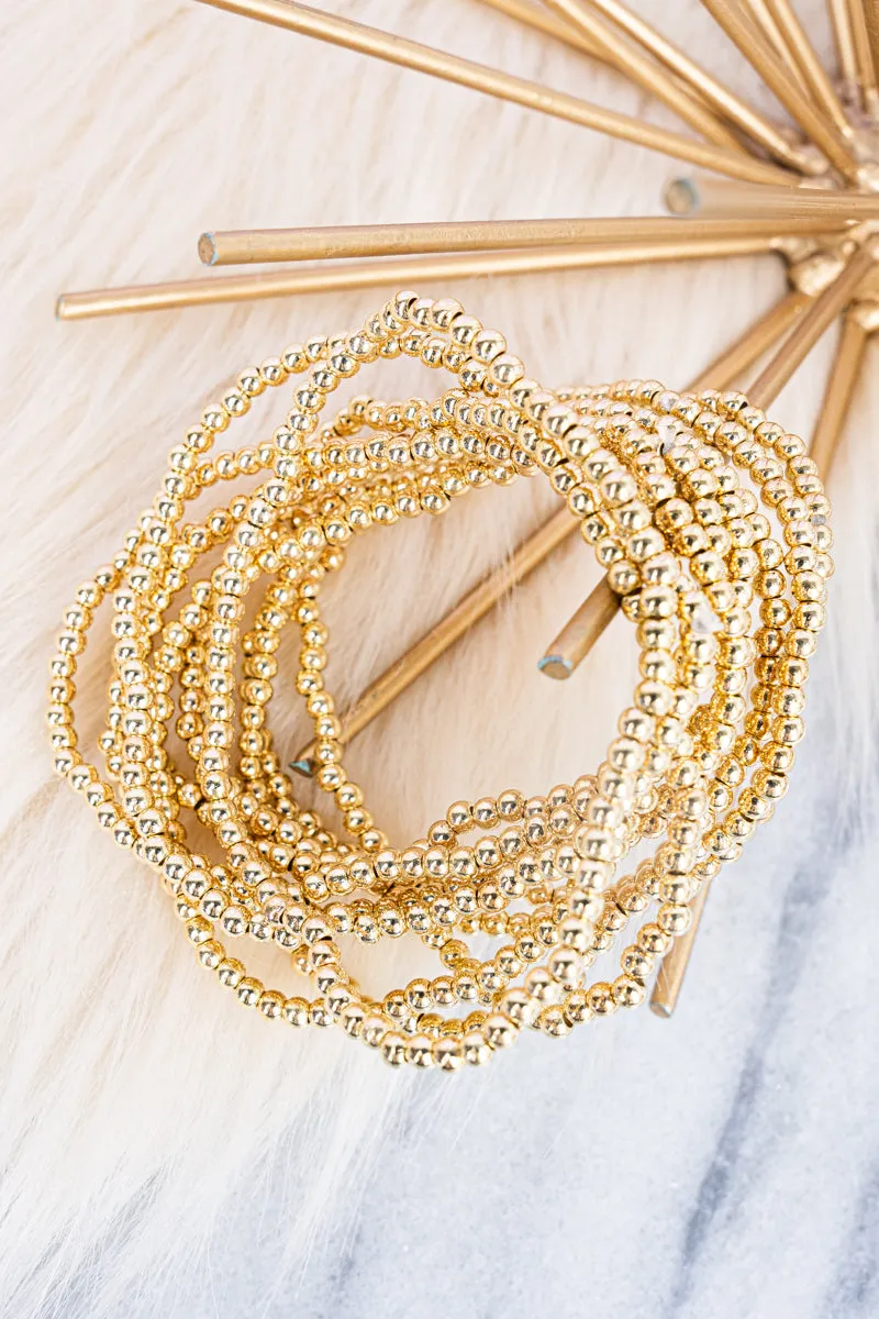 Pebble Creek 3mm Goldtone Beaded Bracelet Set