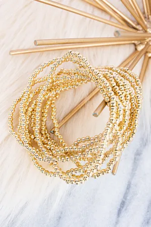 Pebble Creek 3mm Goldtone Beaded Bracelet Set