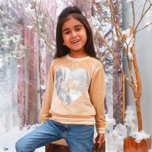 Perfect Sweat Shirt For Girls - Beige | Bachaa Party Baby Clothes Girls Tops & T-Shirts