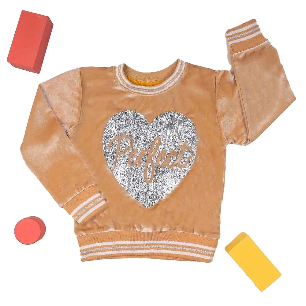 Perfect Sweat Shirt For Girls - Beige | Bachaa Party Baby Clothes Girls Tops & T-Shirts