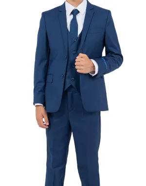 Perry Ellis Portfolio Solid 5 Piece Boy's Suit - Indigo Blue