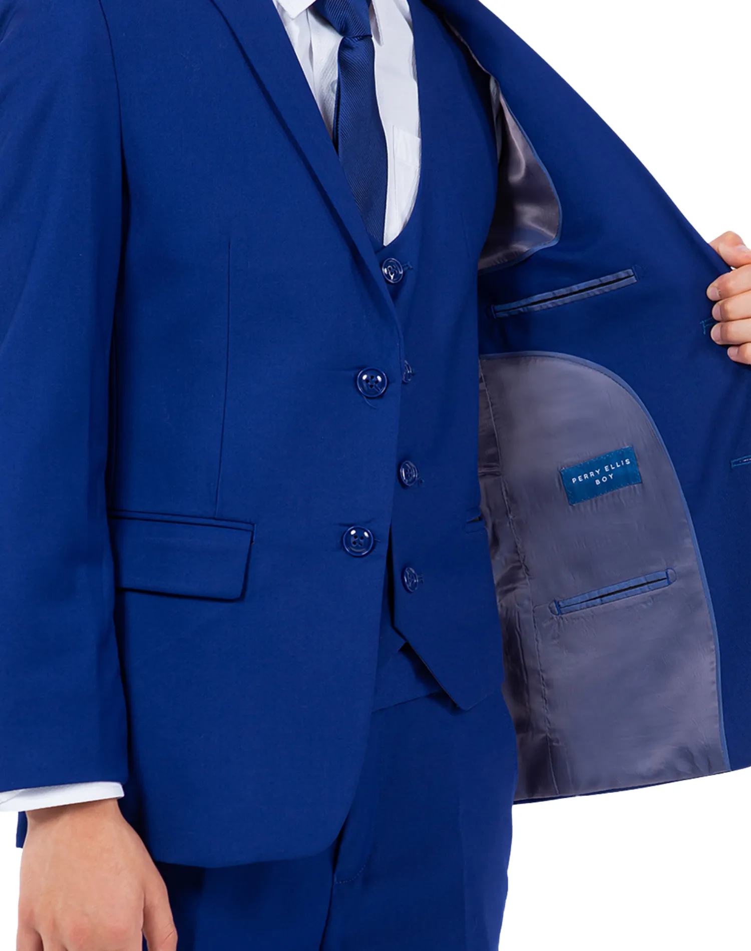 Perry Ellis Portfolio Solid 5 Piece Boy's Suit - Royal Blue