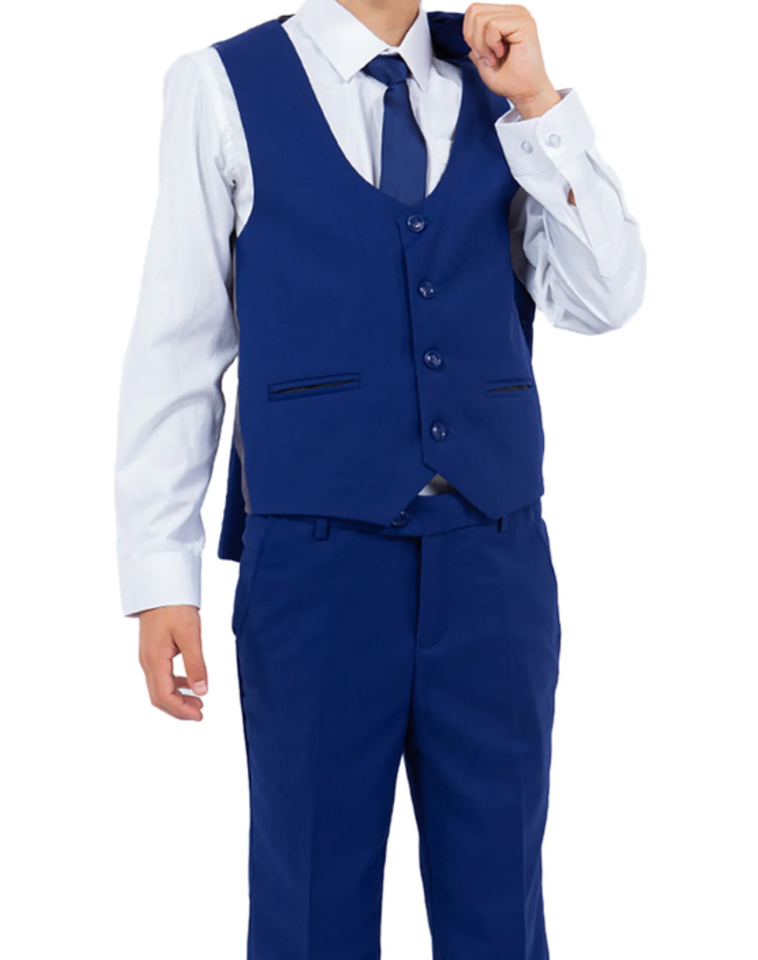 Perry Ellis Portfolio Solid 5 Piece Boy's Suit - Royal Blue
