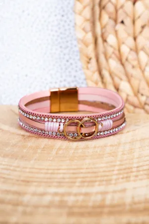 Pink Infiniti Goldtone Multi-Strand Magnetic Bracelet