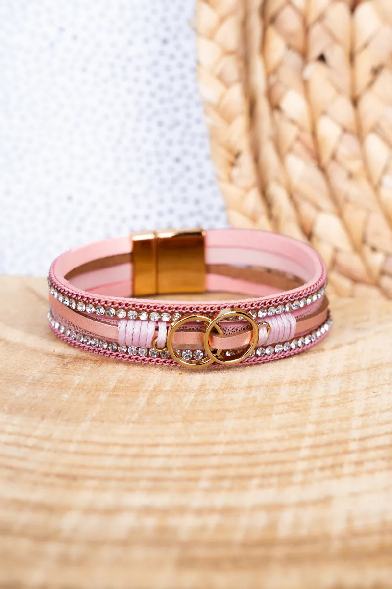 Pink Infiniti Goldtone Multi-Strand Magnetic Bracelet