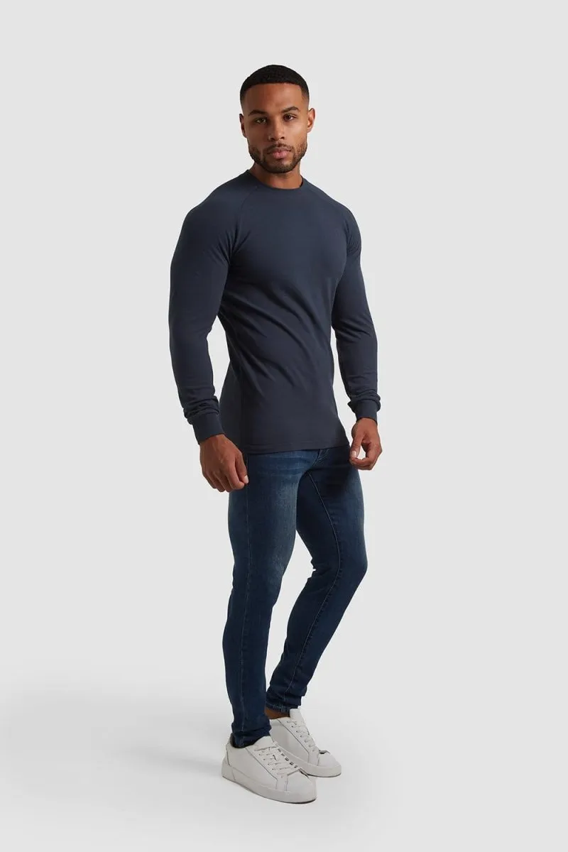 Pique Long Sleeve T-Shirt in Battleship Grey